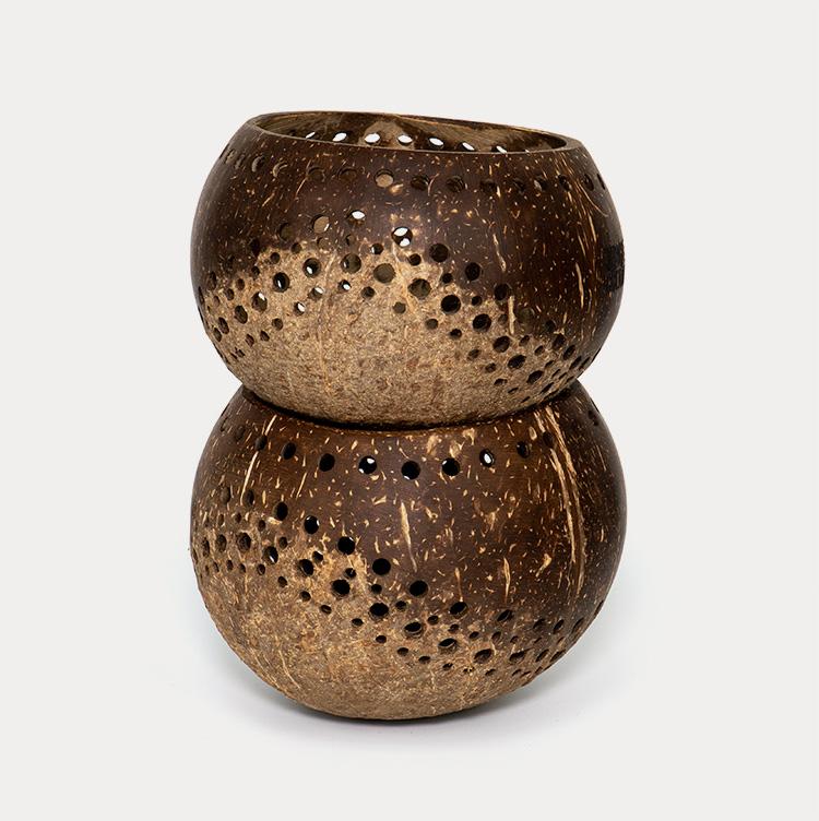 Coconut Shell Tea Light Holder Set | Eco-Friendly, Unique & Unusual Tea Light Base-7