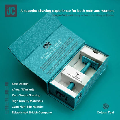 Teal Safety Razor | Reusable, Eco-friendly Razor (Includes 10x blades)-5